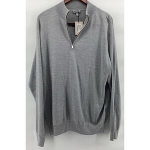 Peter Millar Autumn Crest Quarter-Zip Sweater Light Blue Mens Sz XL Wool Blend